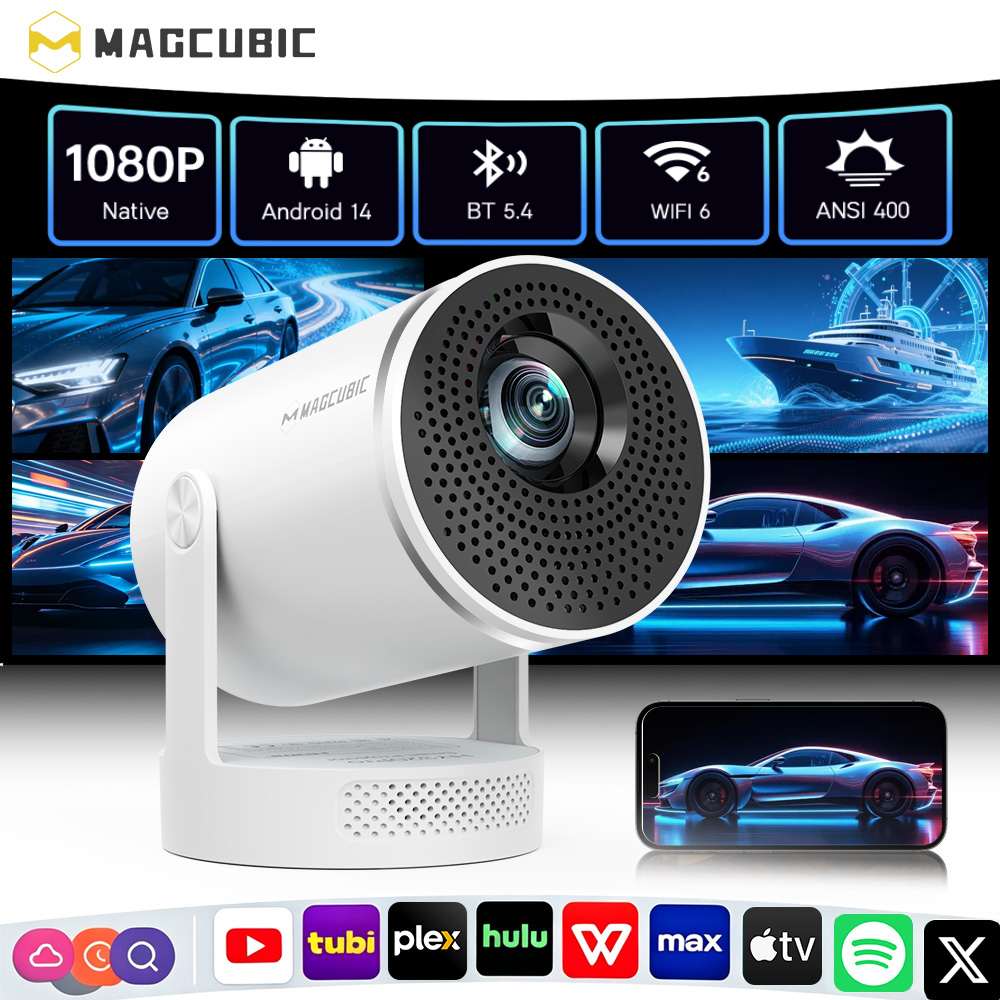 Home Cinema Night - Magcubic Android 14 ネイティブ1080P 8Kプロジェクター マニュアルフォーカス