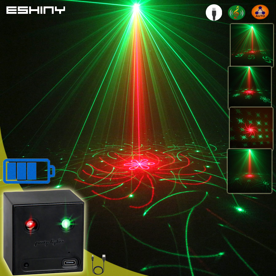 Home Cinema Led Projector - ESHINY ミニ 2in1 充電式 R&G レーザー