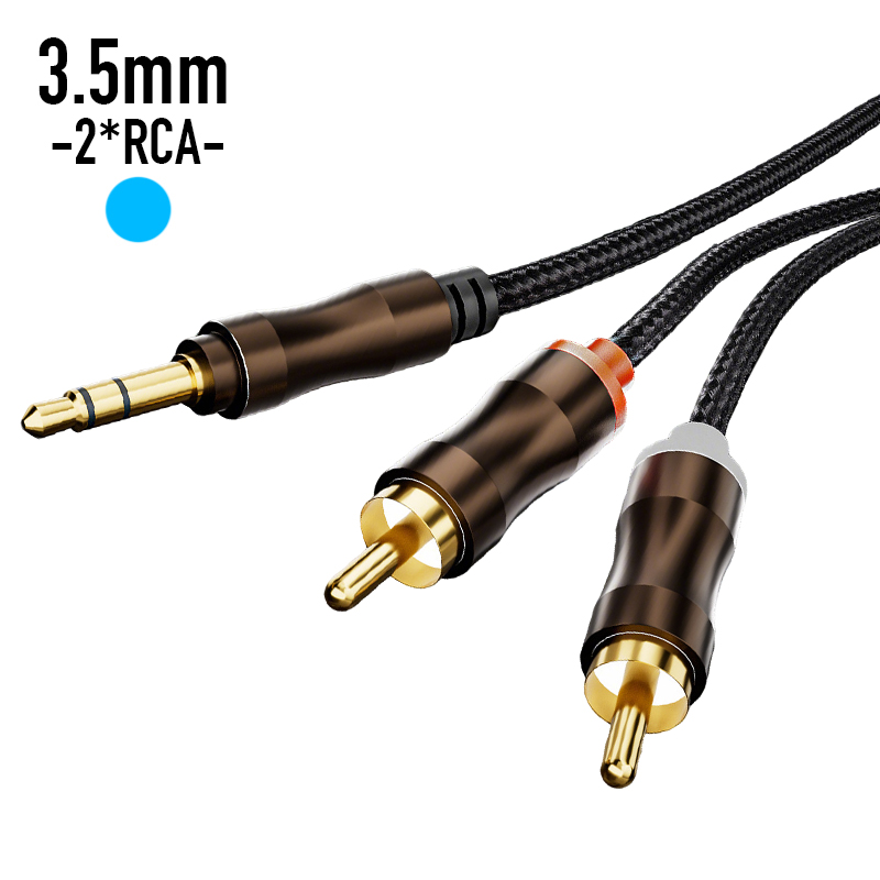 Genius Home Cinema - RCA-3.5mmジャックAUXオーディオケーブルHiFiステレオ3.5mm-2RCAスプリッターケーブル、ホームシアター、テレビ、PC、アンプ、DVD、スピーカー用