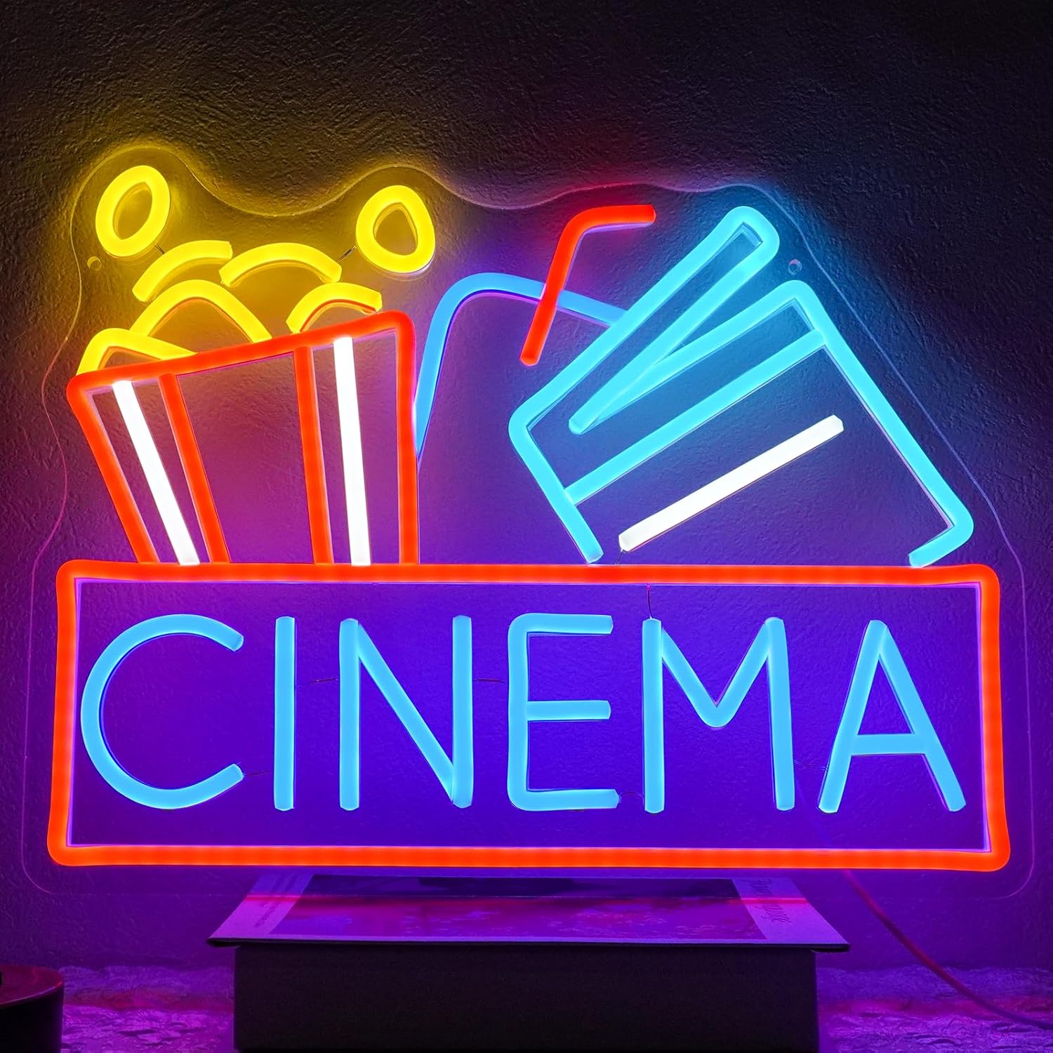 Home Cinema Night - 映画館ネオンサイン USB電源 LED調光可能 LEDイスラムネオンライト 家庭用バー 映画の夜