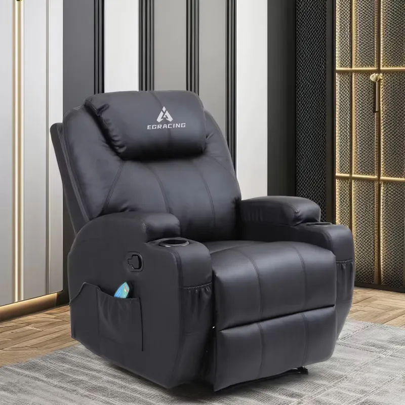 Home Cinema For Small Room - モダンな一人用リクライニングシネマチェア、合成皮革、伸縮式マッサージ機能付き、リビングルーム用金属フレーム、小型ファミリーリクライニングソファ