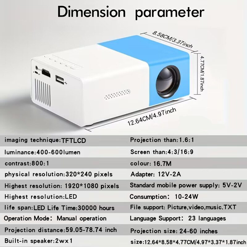 家庭用寝室の壁投影用超高画質プロジェクター、携帯電話画面投影 - Home Cinema Night のレビューと価格