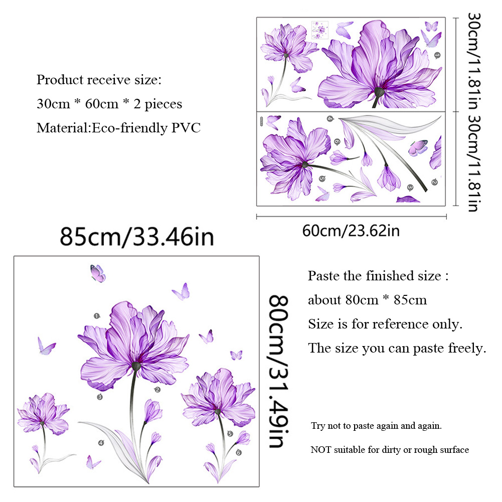 美しい紫色のチューリップの花の壁ステッカーリビングルームのソ - Home Cinema Wallpaper のレビューと価格