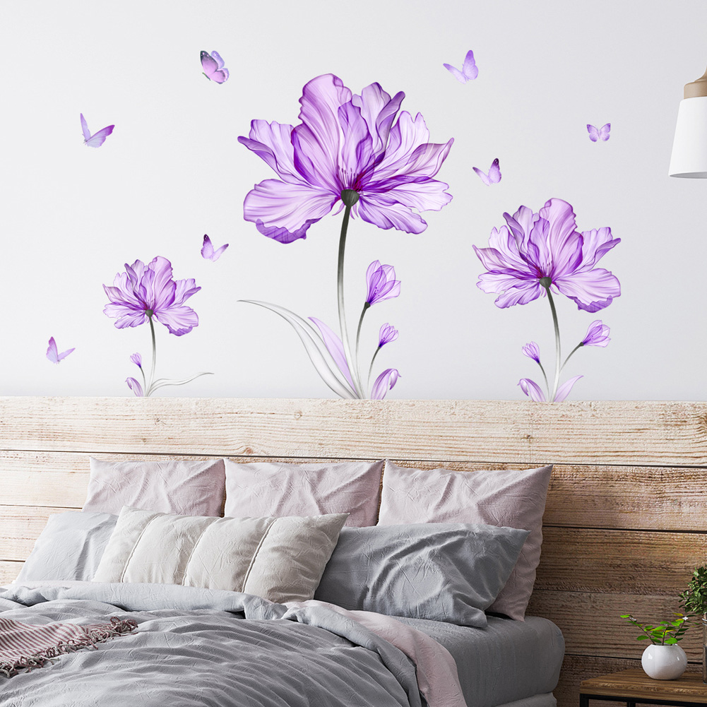 美しい紫色のチューリップの花の壁ステッカーリビングルームのソ - Home Cinema Wallpaper のレビューと価格
