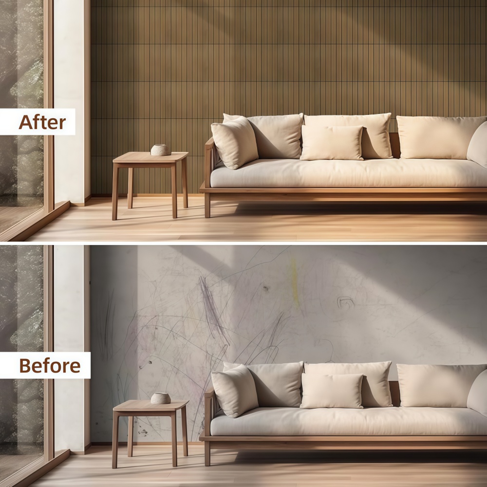10 個グリル 3D ウォールステッカー部屋の装飾木目調自己 - Home Cinema Wallpaper のレビューと価格
