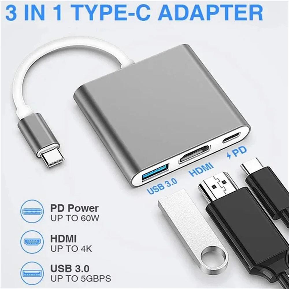USB C ハブ 3-in-1 マルチポートアダプター、4K - Home Cinema Usb のレビューと価格