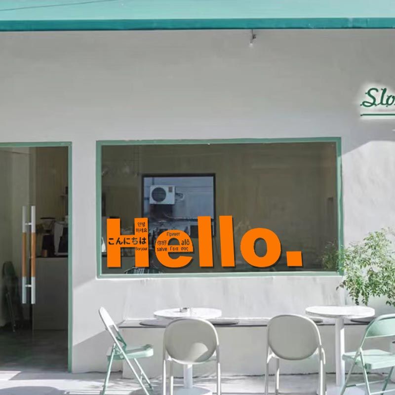 こんにちは多言語ウォールステッカー店舗レストランショッピング - Home Cinema Wallpaper のレビューと価格