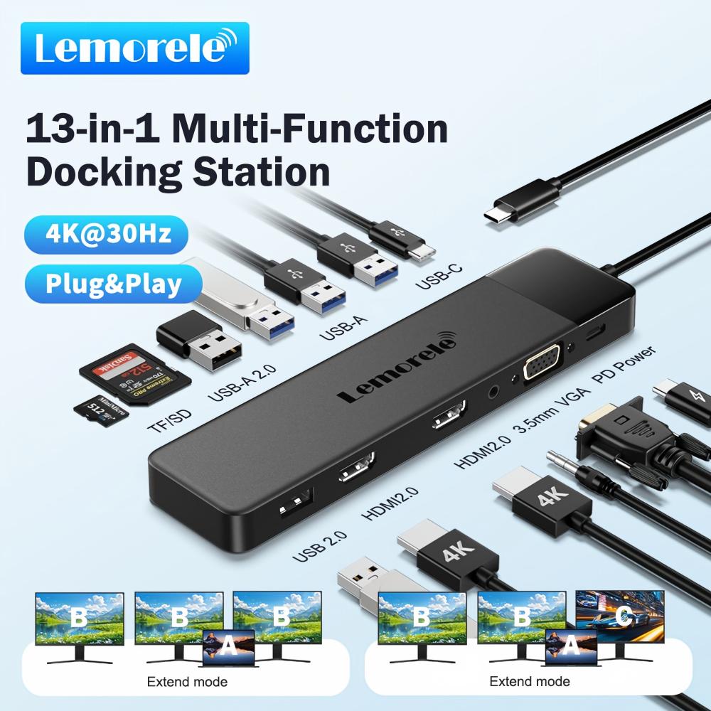 Lemorele 13-in-1 USB C ハブ 4K30 - Home Cinema Usb のレビューと価格