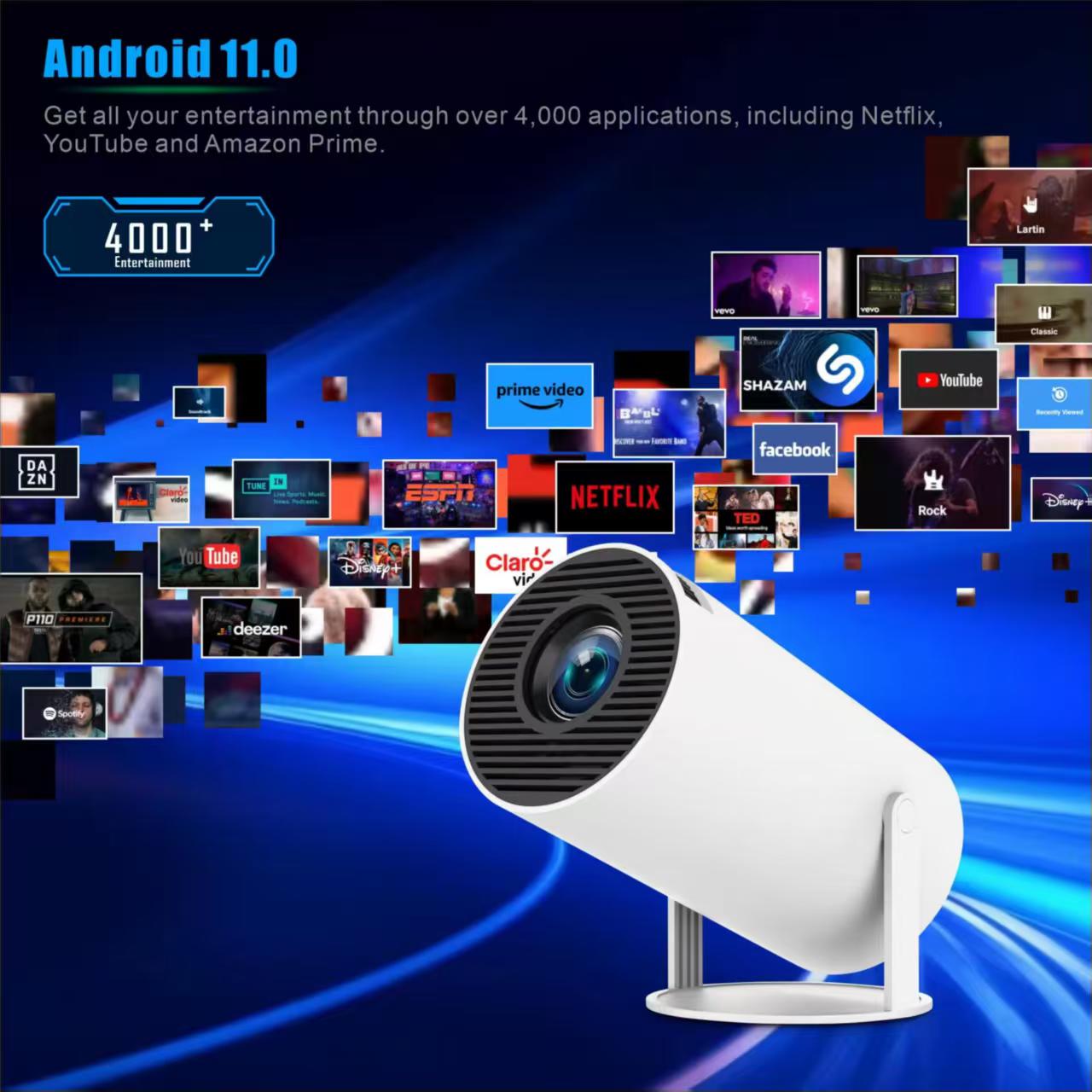 ミニHY300ポータブルプロジェクター Android 11 - Home Cinema Night のレビューと価格