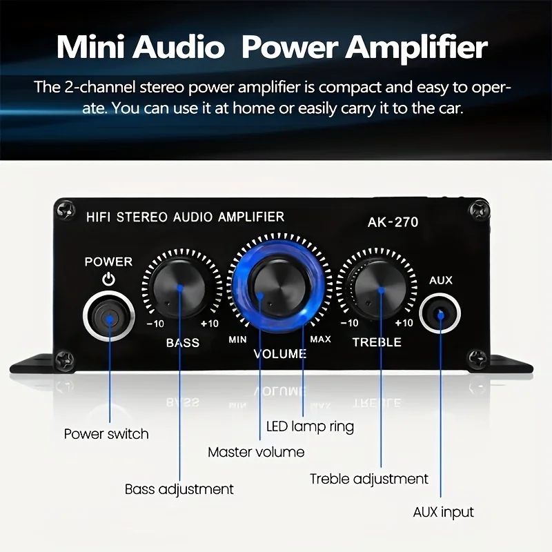 AK-270 400W ミニパワーアンプ 12V/24V 2 - Genius Home Cinema のレビューと価格