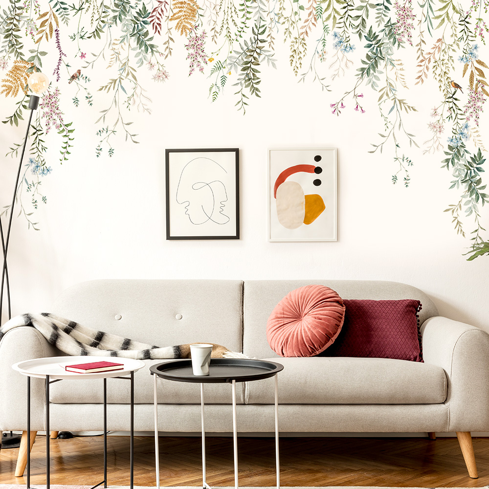 インクウォールステッカー緑のつるの木リビングルーム寝室ホーム - Home Cinema Wallpaper のレビューと価格